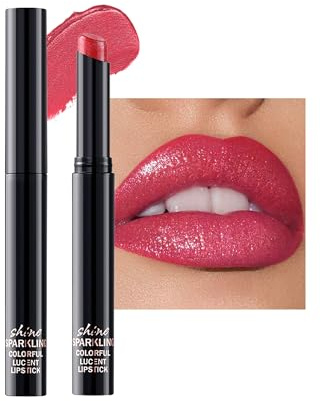 Rouge a Levre Pailleté Metallic, Rose Foncé Rouge a Levre Mat Longue Tenue | Rouge a Levre Sans Transfert, Highly Pigmented Waterproof Diamond Lip Stain, Gloss Repulpant Levres, Maquillage Femme