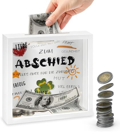 Lwuey Spardose Bilderrahmen Weiß, Geschenk Rahmen zum Befüllen Geld 22x22cm | Holz Objektrahmen Sparbüchse Geldgeschenk für Hochzeit Geburtstag Weihnachten Reisekasse Urlaubskasse Wunscherfüller