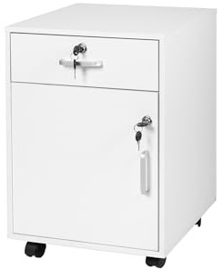 Relaxdays Rollcontainer, Schublade & Türfach, HxBxT: 57 x 40 x 40 cm, abschließbar, Aktenschrank auf Rollen, Farbwahl