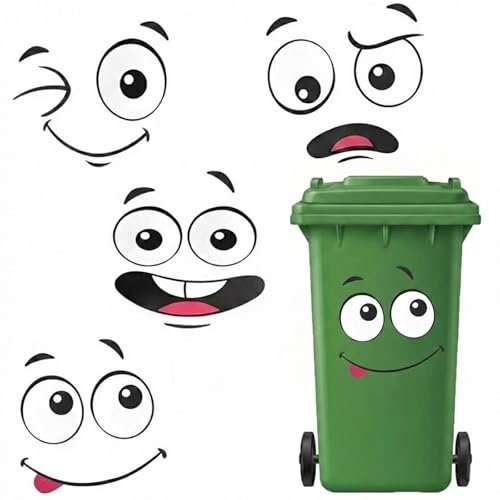 8 Pcs Funny Bin Stickers for Wheelie Bins,Personalised Wheelie Bin Stickers | Large Self-Adhesive Expressions, for Recycling Stickers for Bins, Waterproof Vinyl