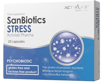 Activlab Pharma SanBiotics STRESS – Probiotikum mit Bifidobacterium longum & Lactobacillus helveticus – 3 Mrd. CFU – Unterstützung von Darmflora & Wohlbefinden – 20 magensaftresistente Kapseln