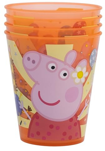 Stor 4er Set Kinder Trinkbecher Peppa Wutz 285ml - Wiederverwendbare BPA-freie Kunststoffbecher fur Partys und Alltag - Bruchsicher und Robust