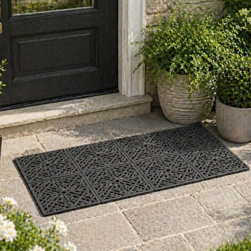 Garden Mile Grey Decking Tiles 10 Pack Outdoor Interlocking Patio Balcony Flooring Composite Plastic Deck Tiles for Garden Terrace Floor Covering Easy DIY Install Weather Resistant