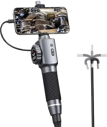 Telecamera endoscopica articolata a due vie con angolo di visione di 210° e obiettivo da 6,2 mm da 2,0 MP per tablet Android e iOS, registrazione video con audio (6,2 mm - 1,2 m)