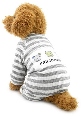 ZUNEA Gestreifter Schlafanzug für kleine Hunde, Baumwolle, Welpenanzug, Sweatshirts, Outfits, gemütlich, weich, Freizeit, Herbst, Haustier, Katze, Hundebekleidung, Grau, Größe XXL