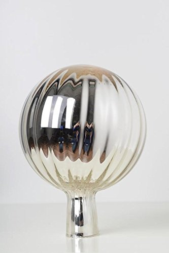 Rosenkugel aus Glas für den Garten – perfekte handgemachte Garten-Dekoration für Ihr Blumenbeetin vielen Farben, Formen und Größen, Hoche 18cm und Durchschnittlich 12cm, Silber