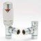 Hot Flow White Marella Modern Thermostatic Radiator Valve Angled TRV. Includes Angled TRV Body, Wheel Head and Lock Shield for Quick & Easy Temperature Control.