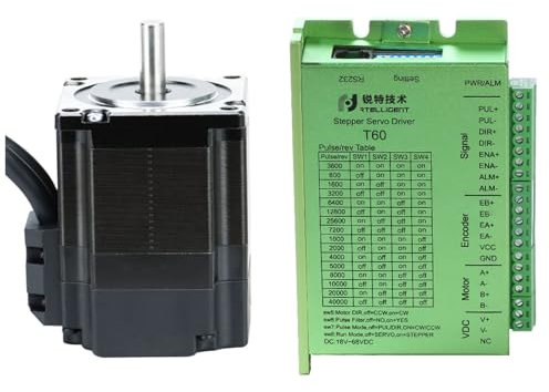 Rtelligent Closed-Loop-Schrittmotor und Treiber-Kit T60 +57A1EC Nema 23 24 Hybrid 1NM Bipolar 73 mm Länge 24-50 V Gleichspannung mit Encoder-Feedback für 3D-Drucker-CNC
