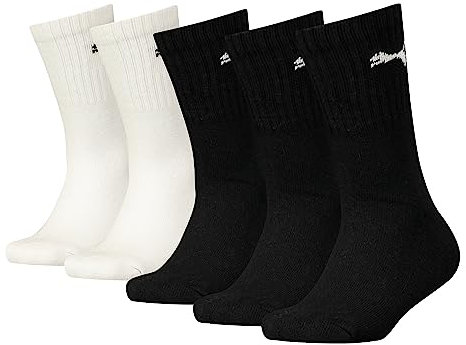 PUMA Unisex Kinder Crew Socken, Schwarz / Weiß, 31-34 EU