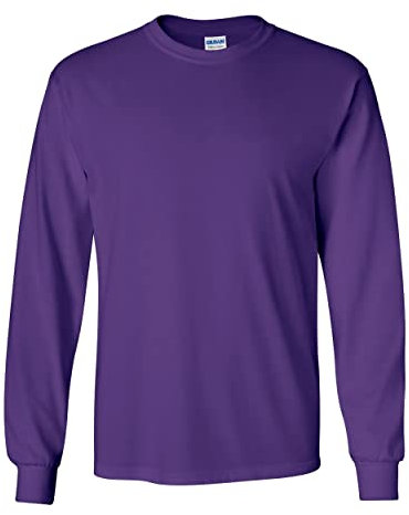Gildan Men's Ultra Cotton Adult Long Sleeve T-Shirt, 2-Pack, Purple, Medium