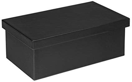 OSCO Black Faux Leather DVD BOX | Holds 26 DVDs | Shoe Storage | Stackable | Blue Ray | CDs | VHS | 38.5L x 23W x 15H cm