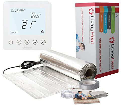 Underfloor Heating Kit for Under Laminate & Wood Floors, Electric 150w /m² with T5 Touch Screen Thermostat, 7/m²