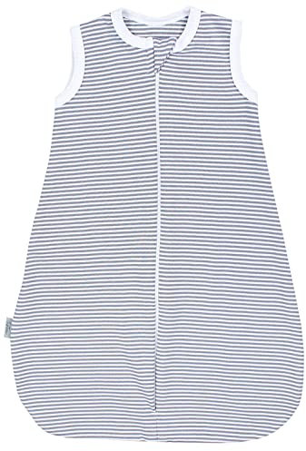 TupTam Sommerschlafsack Baby – Leichter Schlafsack Baby Sommer 0.5 TOG aus Baumwolle, OEKO-TEX zertifiziert, Unisex, Farbe: Streifenmuster Grau, Größe: 50-56