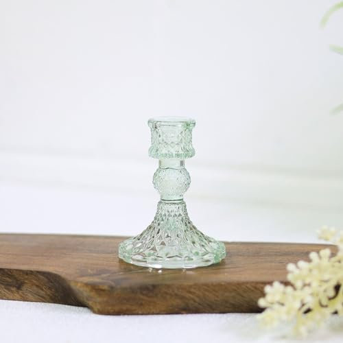 Marco Paul 1pc Green Glass Candle Holders Coloured Taper Candlestick Holders Decorative candlesticks Living Room Accessories House Accessories Candles & Holders Table Decorations Centrepiece