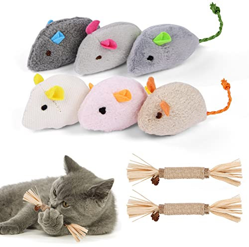 Adiwo Katzenminze Sticks,6 Stück Katzenminze Maus Spielzeug 2 Stück Matatabi Katzensticks Katzenminzen Spielzeug Katzenminze Zähne Katzenspielzeug für Katzen Zahnpflege Natürlich Sicher