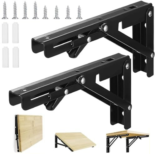 Soporte Estantería Plegable, Pesado Escuadras para Estanterias, Bisagras Mesa Plegable Inoxidable, 2PCS 200mm Escuadras Abatibles Escuadras Estanterias Ahorrar Espacio Pared Soporte Estante