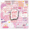 50 Stück Rosa Inspirierend Phrasen Aufkleber Vinyl kawaii Mode Motivation Zitat Stickers für Laptop Auto Scrapbook Skateboard Gepäck Koffer,Wasserdicht Ästhetische Aufkleber für Kinder Erwachsene