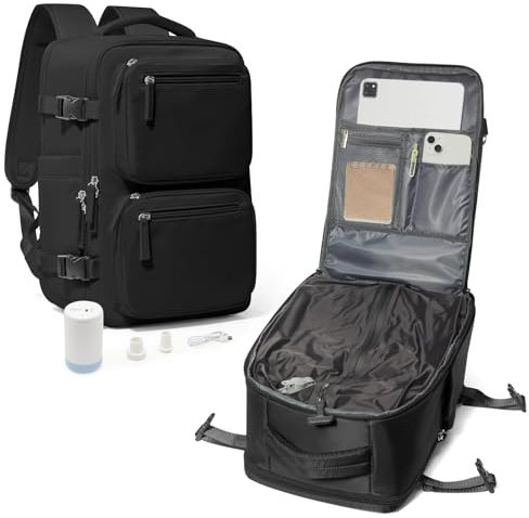 suradar Sac a dos Sous Vide Voyage Cabine Avion Avec Pompe, Bagage Sac a Dos Ryanair Cabine 40x20x25 Compression Cous Vide Sacs à Dos Ordinateur Portable 14 Pouces Homme Femme Noir