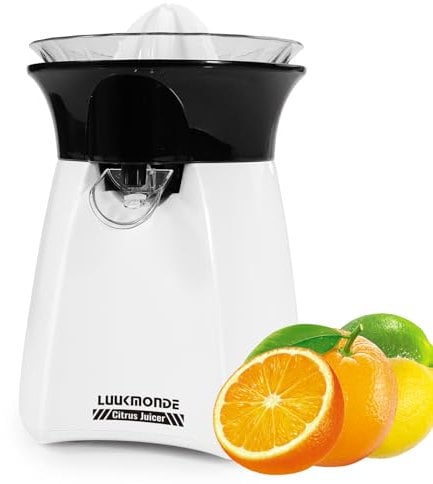 LUUKMONDE Electric Citrus Juicer with Lockable Spout - Electric Lemon Squeezer & Orange Juicer with Powerful Motor - Ideal for Orange, Lemon, Lime, and Grapefruit - D-8016A, Beige