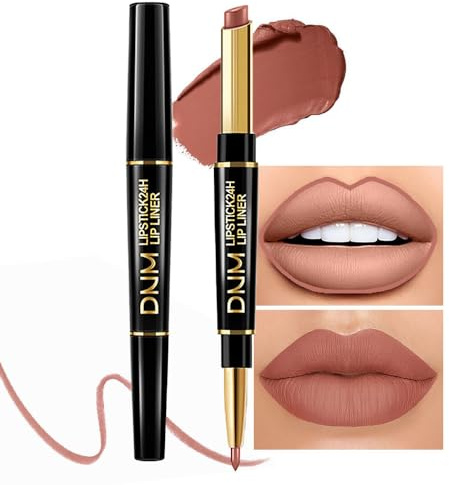 Kaely 2-in-1 Nude Brown Lip Liner & Lipstick Set Kit for Women, Matte Lips Kit with Lip Liner Lip Stains Long Lasting Waterproof 24 Hour Lipstick and Lip Liners Combo Lipliners Pencil Set 12