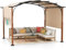 RELAX4LIFE Pergola Jardin Extérieur 3,6x3 M avec Auvent Rétractable, Tonnelle Pergola Métallique avec Toile Réglable Coulissante, Piquets de Sol, Protection UV, Tonnelle pour Jardin, Cour (Beige)