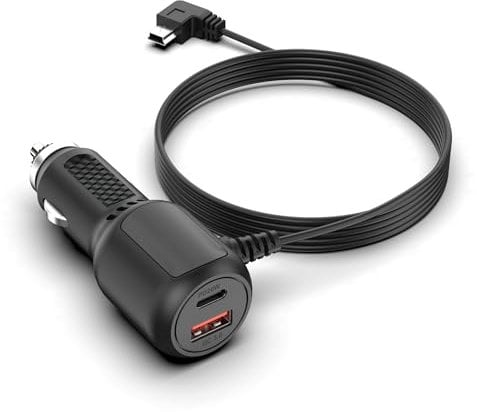 Car Charger for Garmin Nuvi GPS,Replacement for Garmin GPS Power Cord,Mini USB Car Charger Dual Port,USB Charging Cable for RV,zumo,eTrex,DriveSmart Series GPS,Black 1