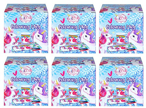 Henbrandt 6 x Unicorn Colouring Mugs - Colour Your Own Arts & Crafts