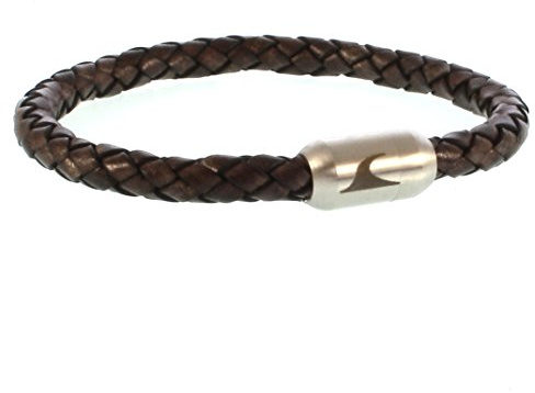 WAVEPIRATE® Echt Leder-Armband Sylt G Braun/Silber 22 cm Edelstahl-Verschluss in Geschenk-Box Männer Damen Herren