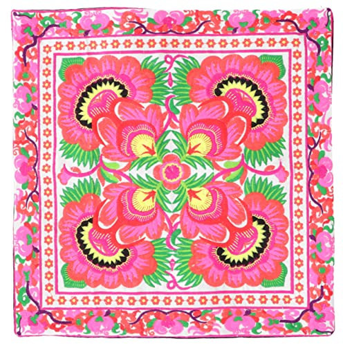 GURU SHOP Ethno Kissenhülle Chiang Mai - Pink/weiß, Baumwolle, 40x40x0 cm