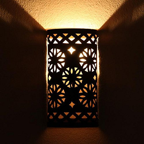 Orientalische WANDLEUCHTE EWL08 in Braun, Echte HANDARBEIT aus EISEN Mediterrane DEKORATION & GESCHENKIDEE für WOHNZIMMER; FLUR ODER SCHLAFZIMMER | L1638