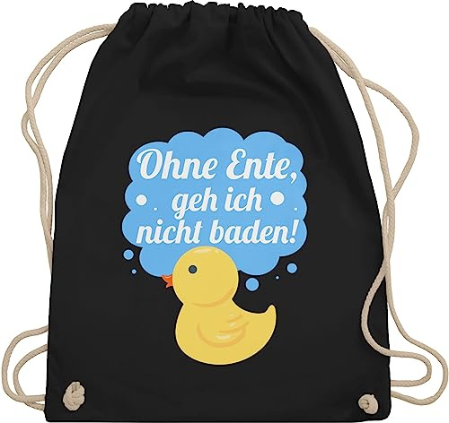 Shirtracer Turnbeutel Rucksack - Statement Sprüche Kinder - Ohne Ente geh ich nicht baden I Quietscheente lustig Geschenk Bade Fans I Quietsche Ente I Badeente I Bade Ente - Unisize - Schwarz