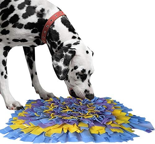 IEUUMLER Schnüffelteppich Hund Riechen Trainieren Schnüffeldecke Futtermatte Trainingsmatte für Haustier Hunde Katzen IE075 (45x45cm, Blue & Yellow & Purple)