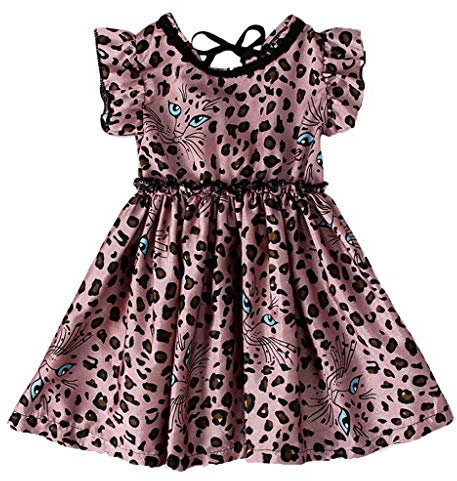 Julhold Kleinkind Kinder Baby Mädchen Mode Einfach Leopardenmuster Rüschen Prinzessin Lässige Baumwolle Slim Kleid 1-5 Jahre