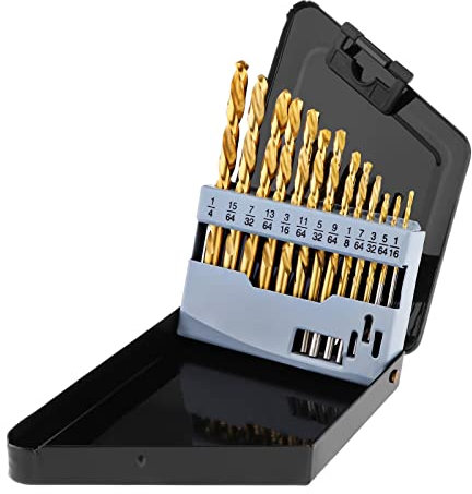 SDENSHI 13Pcs M2 High Speed Steel Left Hand Twist Drill Bit Set With Nitride Coating