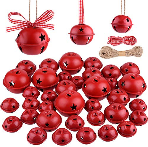 KUUQA 36 Pezzi campanelli Natalizi campanelli Artigianali Campane Natalizie con Stella per la Festa di Natale Albero di Natale ghirlande Ornamenti Vacanze Decorazioni Fai da Te