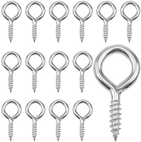 MZMing 60 piezas Tornillos de ojal Pernos de ojo de vid 4cm Acero galvanizado Clavos de tornillo de anillo autorroscantes Perno de ojo de retraso para Artesanías De Corcho Marcos de madera colgantes