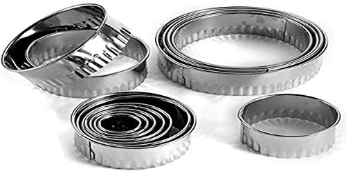 Juego de 14 moldes redondos para galletas, de acero inoxidable, con ranuras, para pasta, pastelería, donut, fondant, decoración de tartas DIY