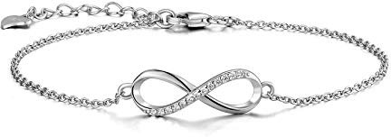 CERSLIMO Armband Silber Damen, 925 Sterling Silber Unendlichkeit Symbol Infinity Zirkonia Armband Unendlichkeitszeichen Schmuck für Frauen Mädchen