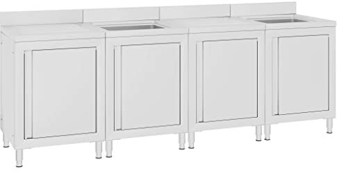 vidaXL Mobiletto da Cucina con Lavandino in Acciaio Inox 240x60x96 cm