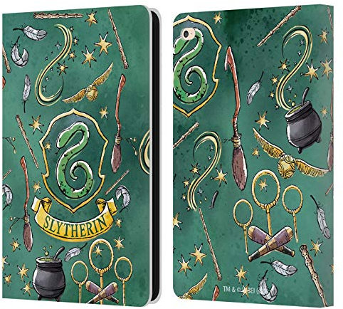 Head Case Designs Licenza Ufficiale Harry Potter Slytherin Modello Deathly Hallows XIII Custodia Cover in Pelle a Portagoglio Compatibile con Apple iPad Air 2 (2014)