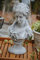 Schöne Dame Büste Frau Figur Skulptur Shabby-Style Stein Grau H36 Garten Deko