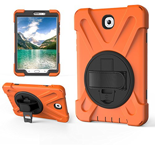 Coque 3 en 1 pour Samsung Galaxy Tab S2 8 T710 - Résistante aux chocs - Anti-chute - Anti-poussière - Anti-chocs - Rotatif à 360° - Support multifonction