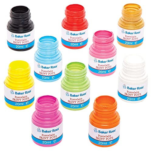 Baker Ross FE593 Peinture pour porcelaine - Paquet de 10, Peinture céramique, Ensembles de peinture pour enfants, Peinture pour enfants