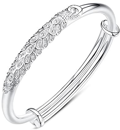 Lafeil Mode Frauen Armband 999 Sterling Silber Einstellbare Königin Pfau Schmuck