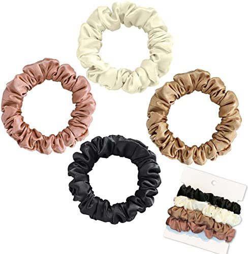 Olakin Seide Haargummi[4 Stück], Pferdeschwanz Halter Hairband, Seide Haare Rin, Silk Haarschmuck für Mädchen Damen, Elastische Pferdeschwanz für den Haarschmuck(4 Farben)