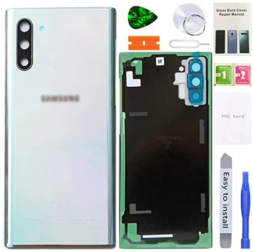 XFU Akkudeckel Backcover für Samsung Galaxy Note 10 N970F Original Rückseite Glas Batterieabdeckung Ersatz Reparatur Set Mit Kameraobjektiv,Kleber,Werkzeuge,Reparaturanleitung,Handyhülle(Aura Glow)
