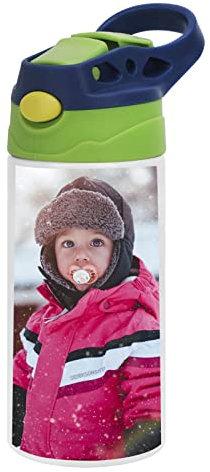 Kinder Thermosflasche mit Name Foto Text Personalisiert aus Edelstahl Auslaufsichere Trinkflasche Wasserflasche Thermobecher Thermoskanne mit Isolierung Motiv Geschenk für Schule, Sport, Outdoor