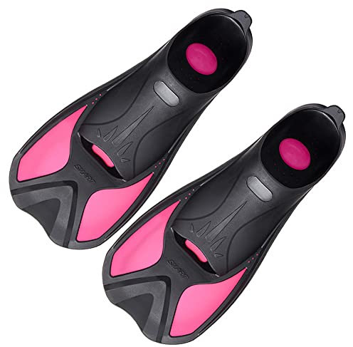 ENEN Pinne Corte da Nuoto e Snorkeling, Pinne Nuoto Piscina Pinne da Snorkeling per Bambini Adulti per Apnea Immersioni e Snorkeling (XS(36-37 Yardas),Rosa)