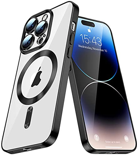 IMEIKONST Magnetisch Hülle für Huawei P30 Pro Kompatibel mit Magsafe, Klar Rückseite Nie Vergilbung Flüssigsilikon + Hartes PC Militärnorm Schutz Handyhülle für Huawei P30 Pro. Schwarz YIX