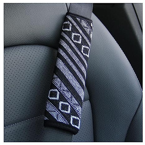 Yurosiay 2 Stück Universal Bunt Sicherheitsgurt Polster Auto Weich Bequem Gurt Polsterung Ethnische Auto Gurtschoner Mode Sicherheitsgurt Schutz Gurtpolster für Kinder Erwachsene Schwarz